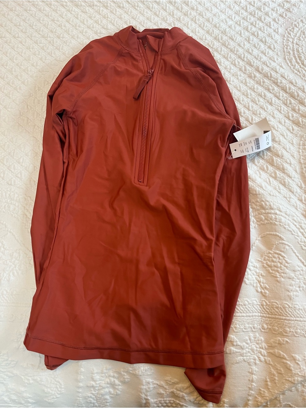 J. Crew Women swim rash guard, burnt red NWT size XXS